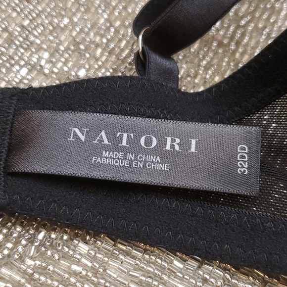 SOLD!! NATORI Black Lace Overlay Bra - Size 32DD - Picture 6 of 7